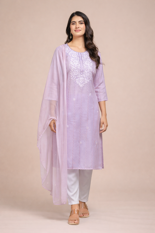 Lavender Grace Embroidered 3-Piece Set