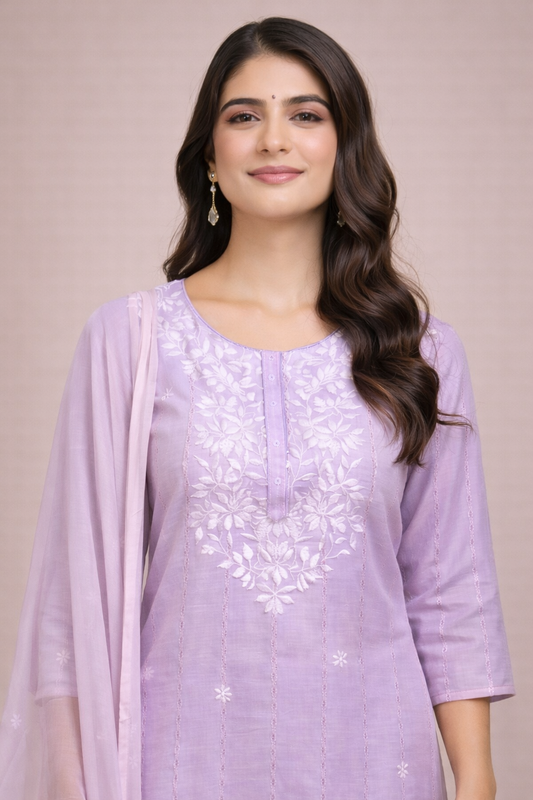 Lavender Grace Embroidered 3-Piece Set