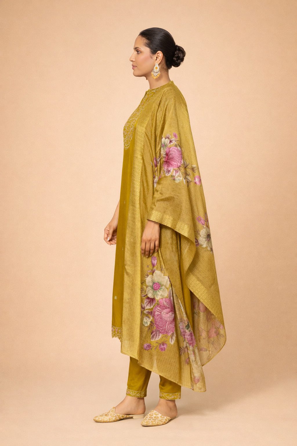 Olive Gold Classic Embroidered 3-Piece Set