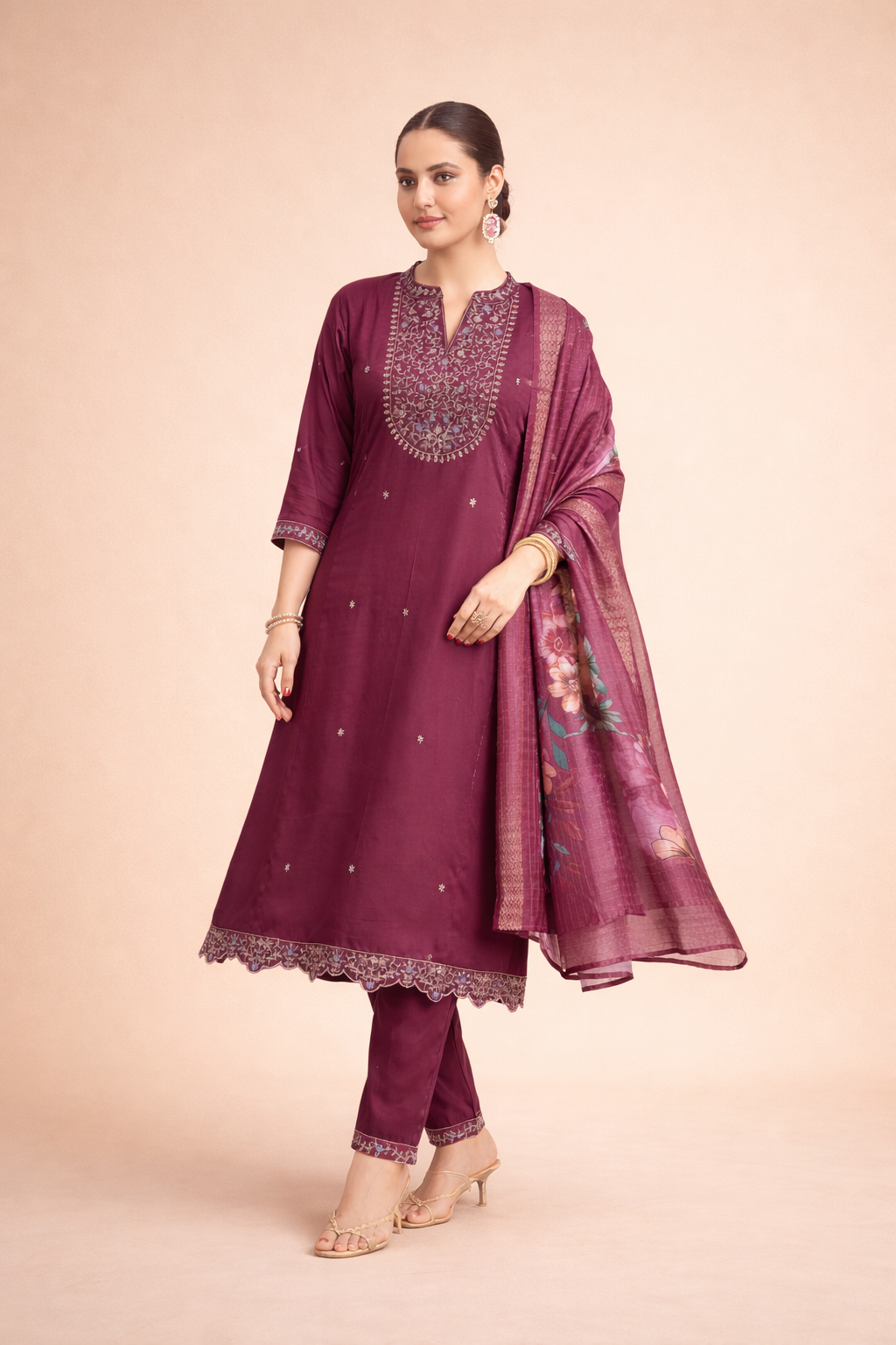 Wine Blossom Luxury 3-Piece Ensemble