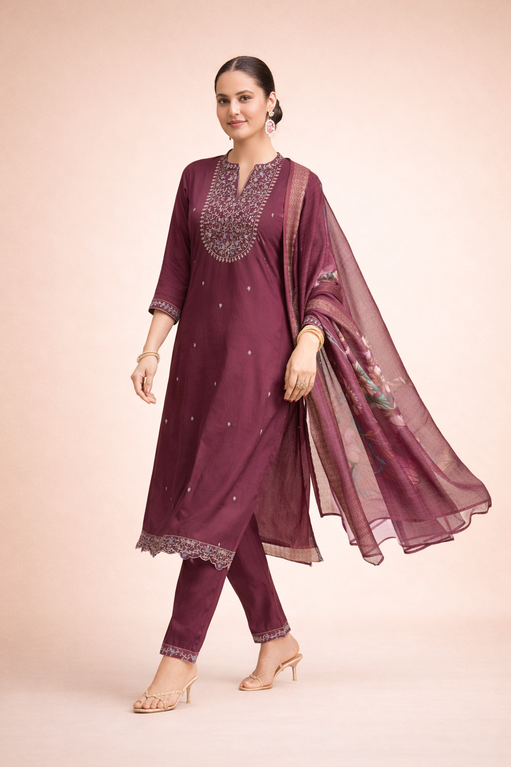 Wine Blossom Luxury 3-Piece Ensemble