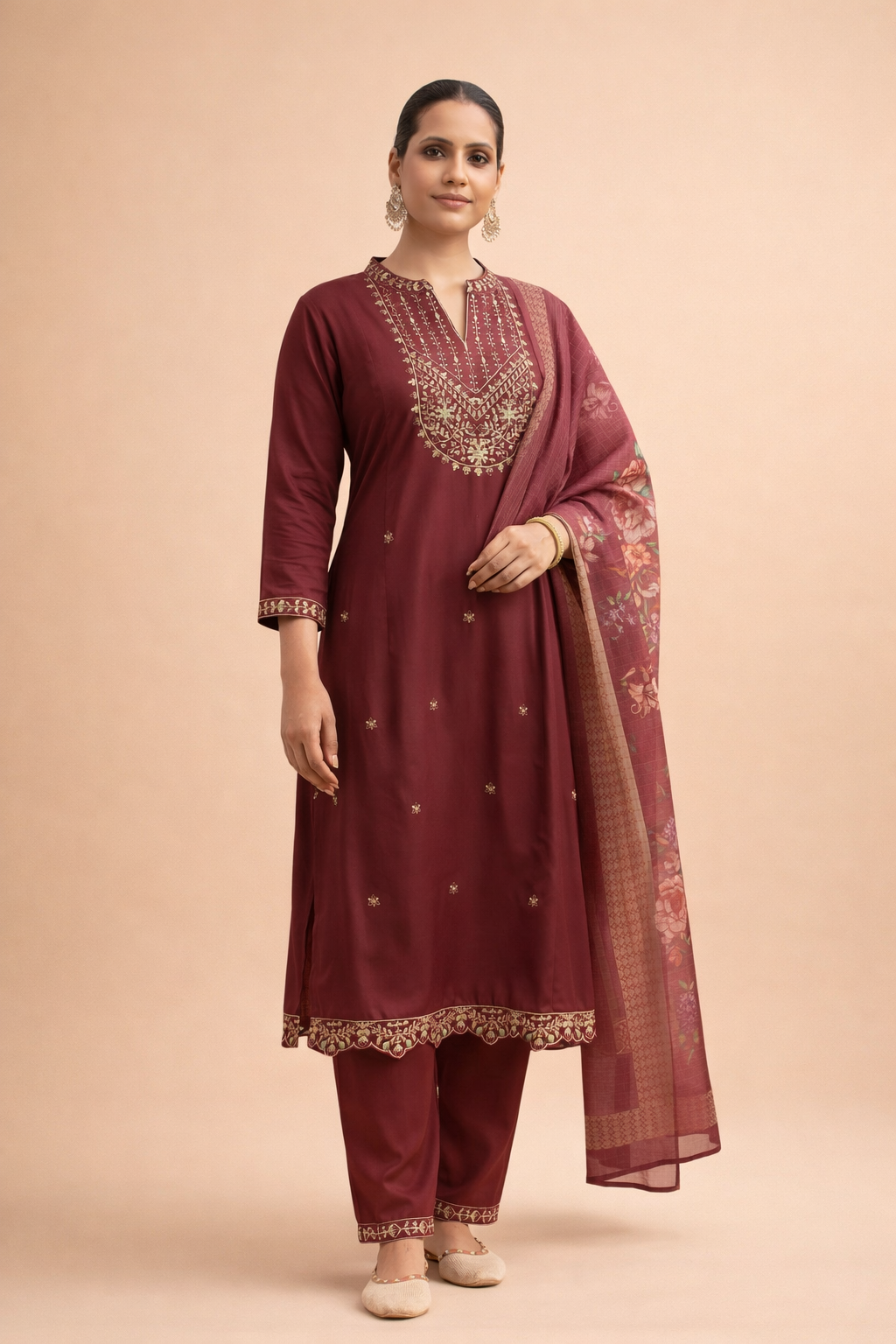 Maroon Grace Contemporary 3-Piece Set