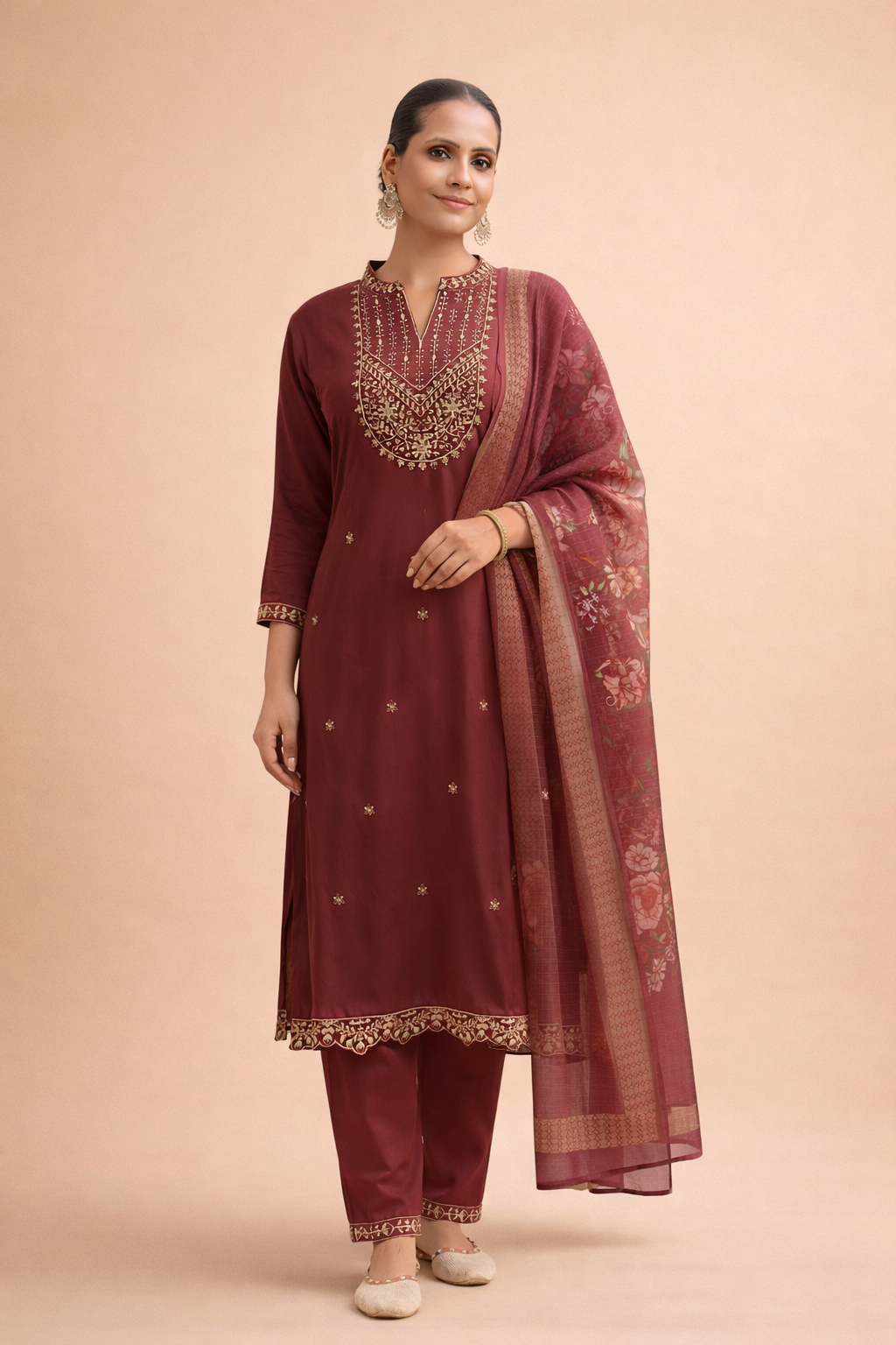 Maroon Grace Contemporary 3-Piece Set
