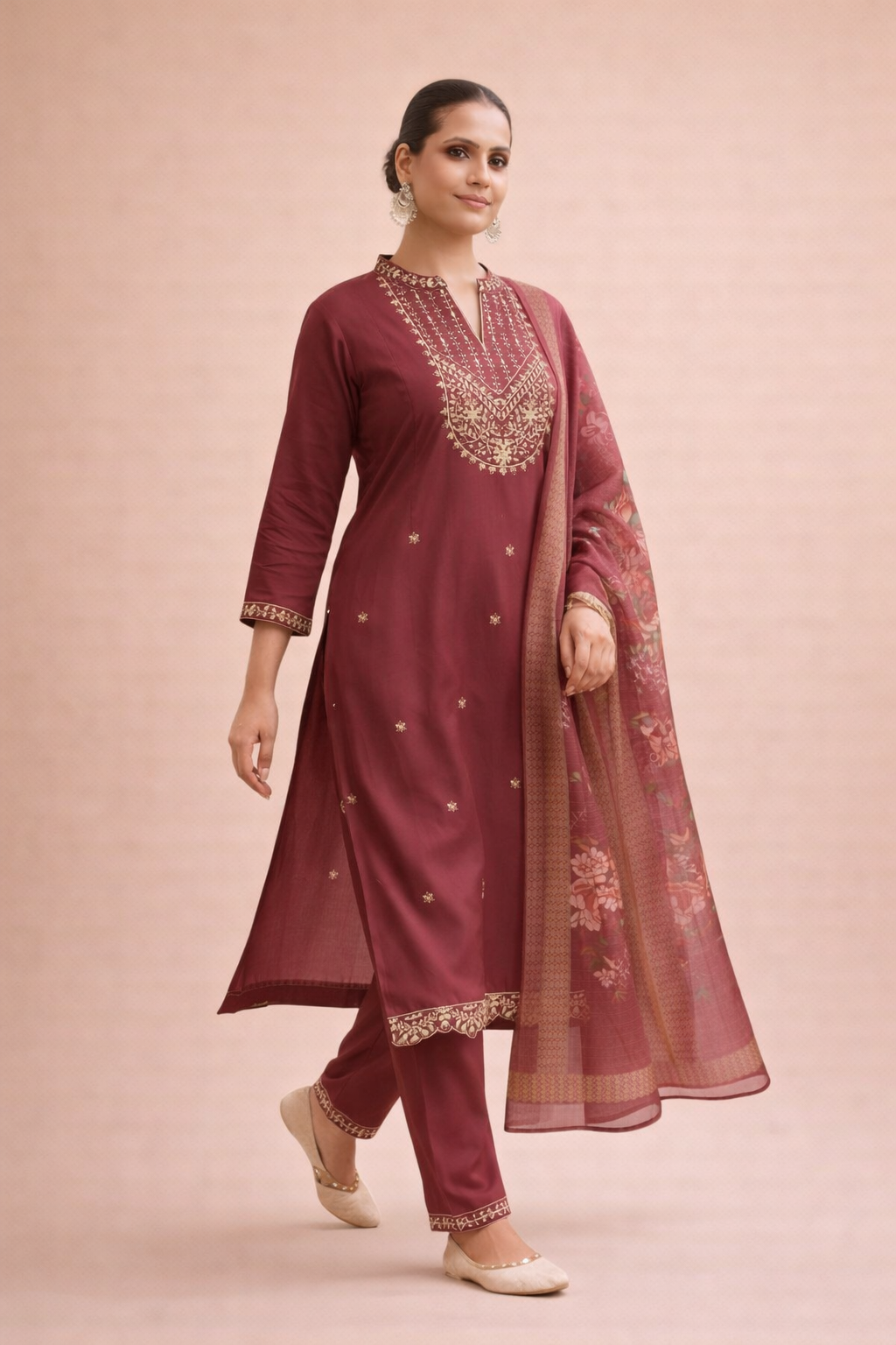 Maroon Grace Contemporary 3-Piece Set