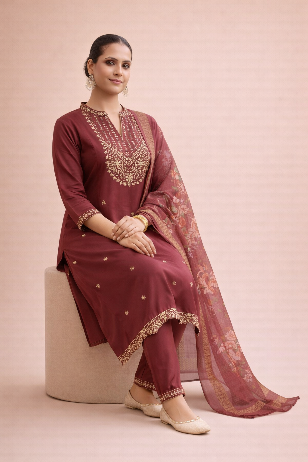 Maroon Grace Contemporary 3-Piece Set