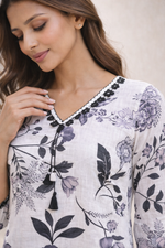 Load image into Gallery viewer, Azeenia Grey Floral Printed Women’s Top