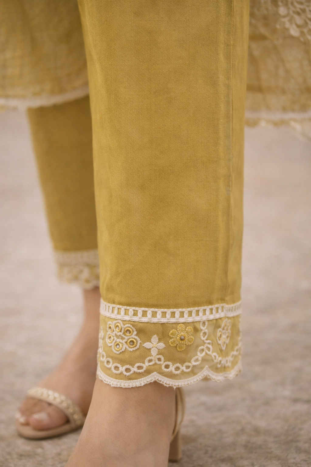 Olive Gold Luxury Embroidered 3-Piece Ethnic Suit Set for Festive Wear