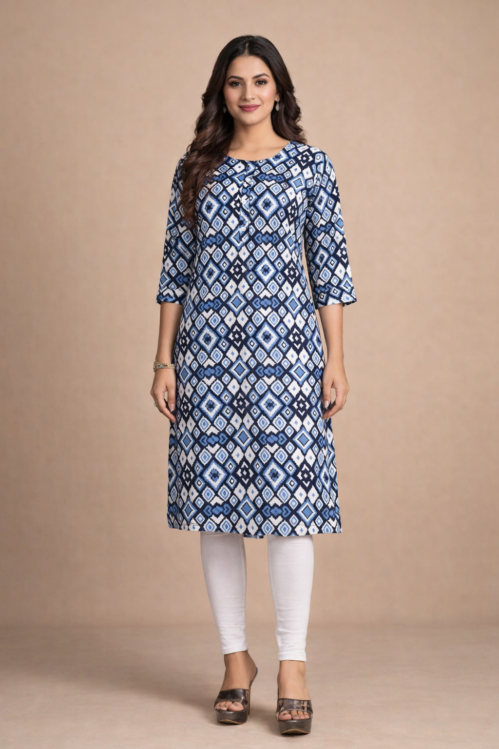 Blue Abstract Printed Kurti Soft Rayon Everyday Style