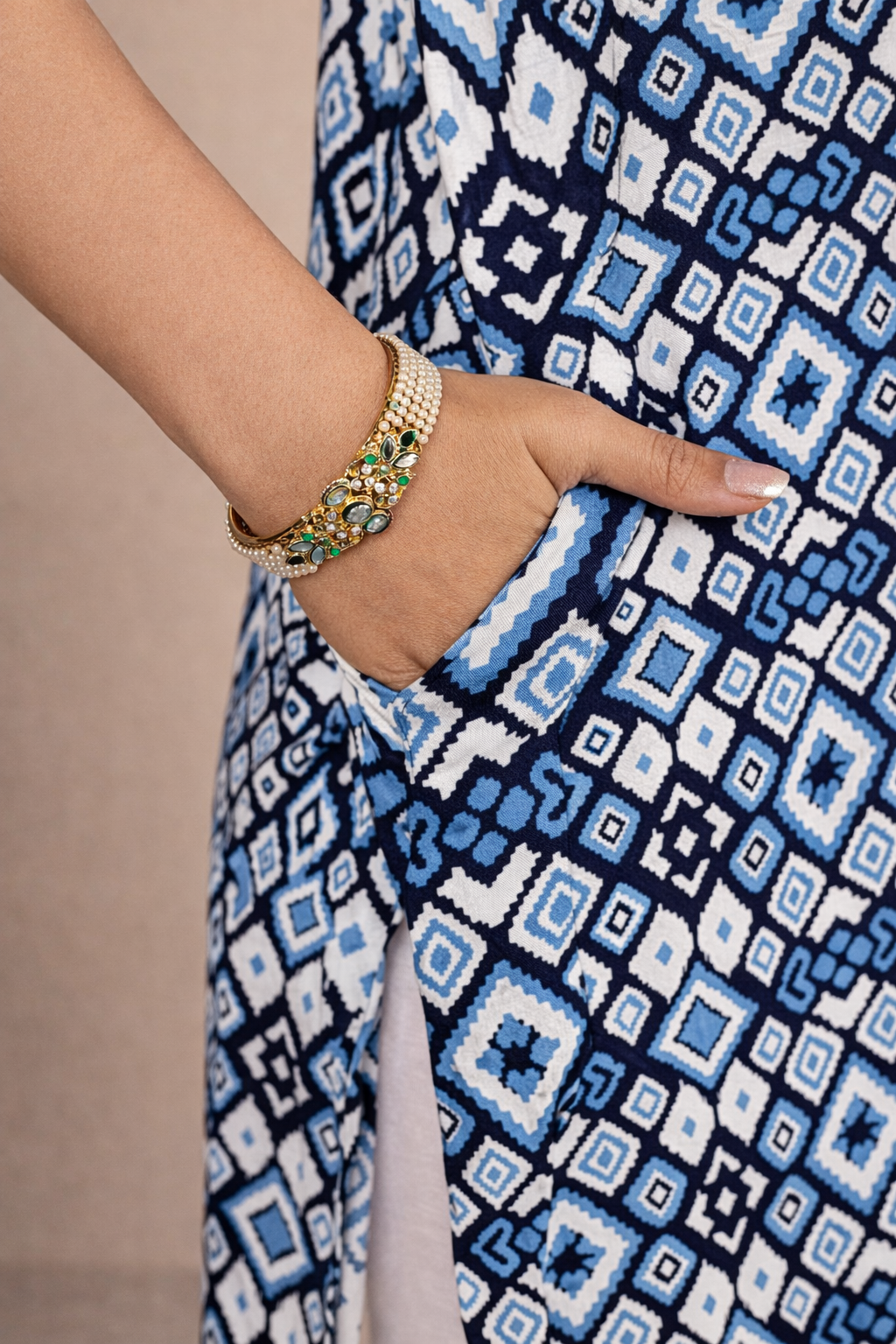 Blue Abstract Printed Kurti Soft Rayon Everyday Style