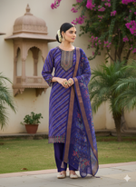 Load image into Gallery viewer, Royal Blue Outfit with Intricate Foil Prints and Embroidery
