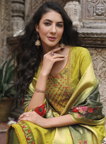 Load image into Gallery viewer, Mustard Yellow Viscose Kurtis with Jacquard Digital Dupatta.
