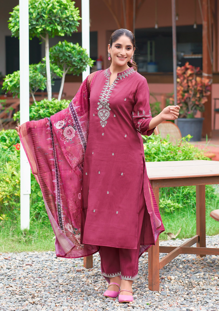 Maroon Fancy Embroidery Kurti