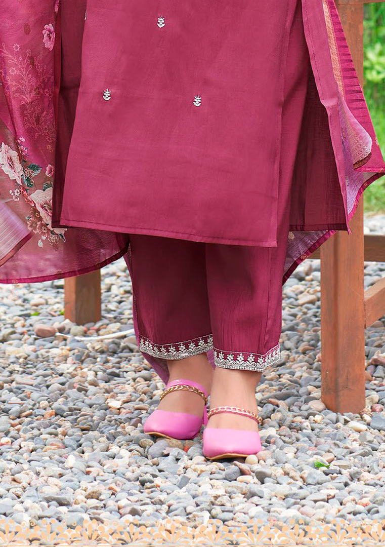 Maroon Fancy Embroidery Kurti