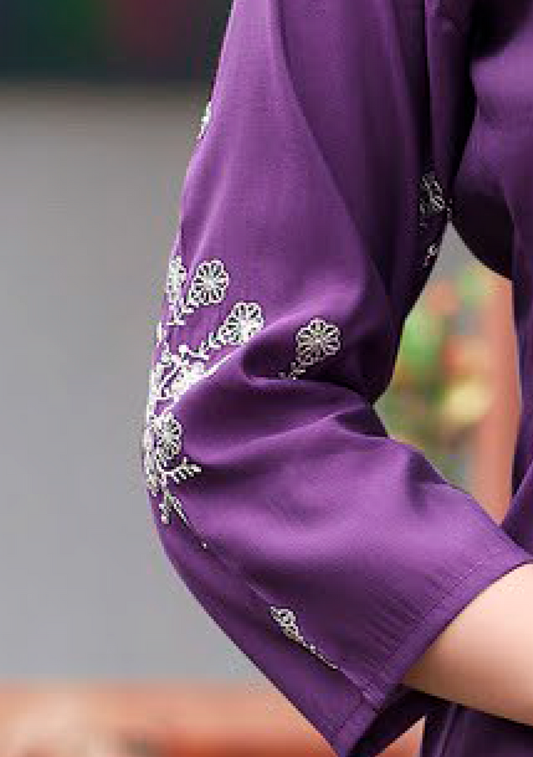 Purple Fancy Embroidery Kurti