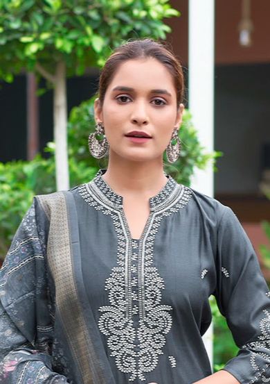 Gray Fancy Embroidery Kurti