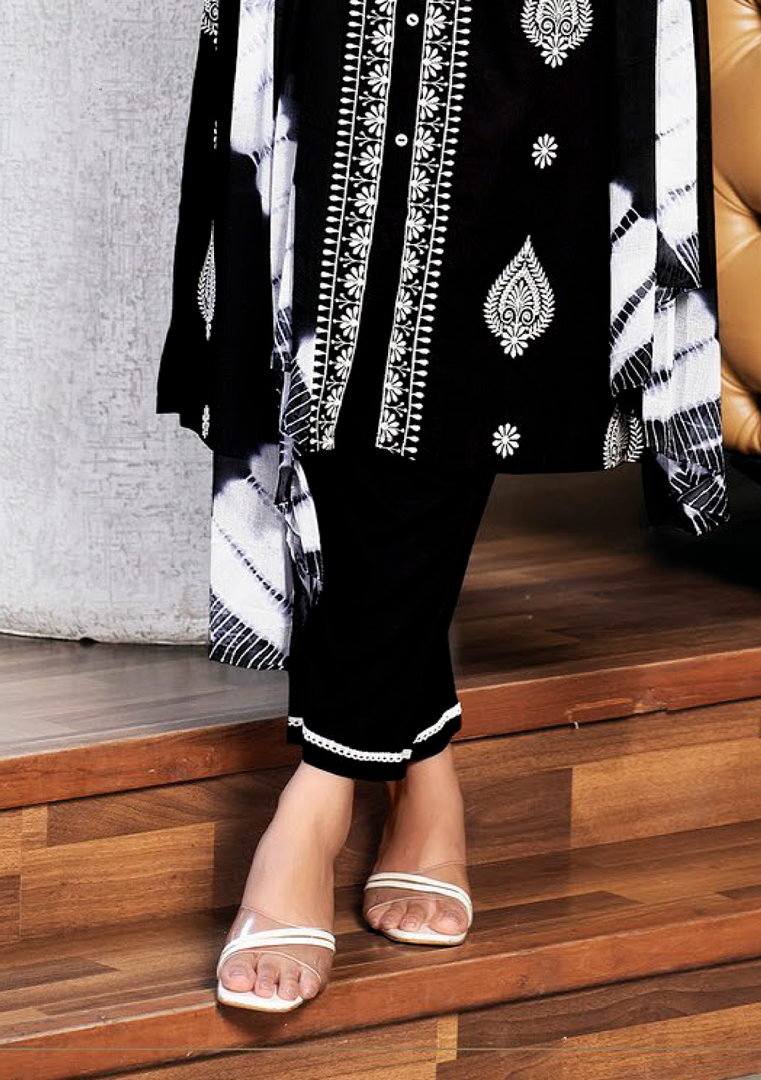 Black Rayon Lucknawi Style Kurta