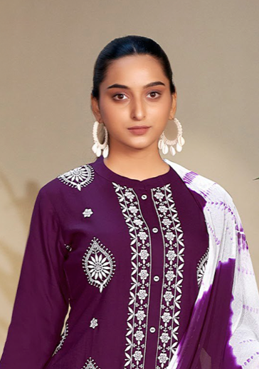 Purple Rayon Lucknawi Style Kurta